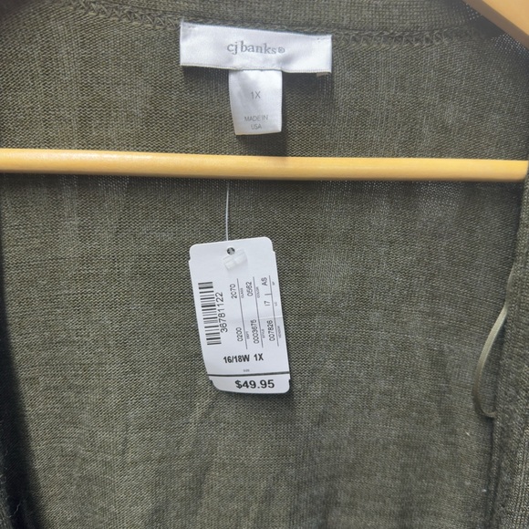 CJ Banks Green Cardigan 1X NWT - Picture 3 of 3